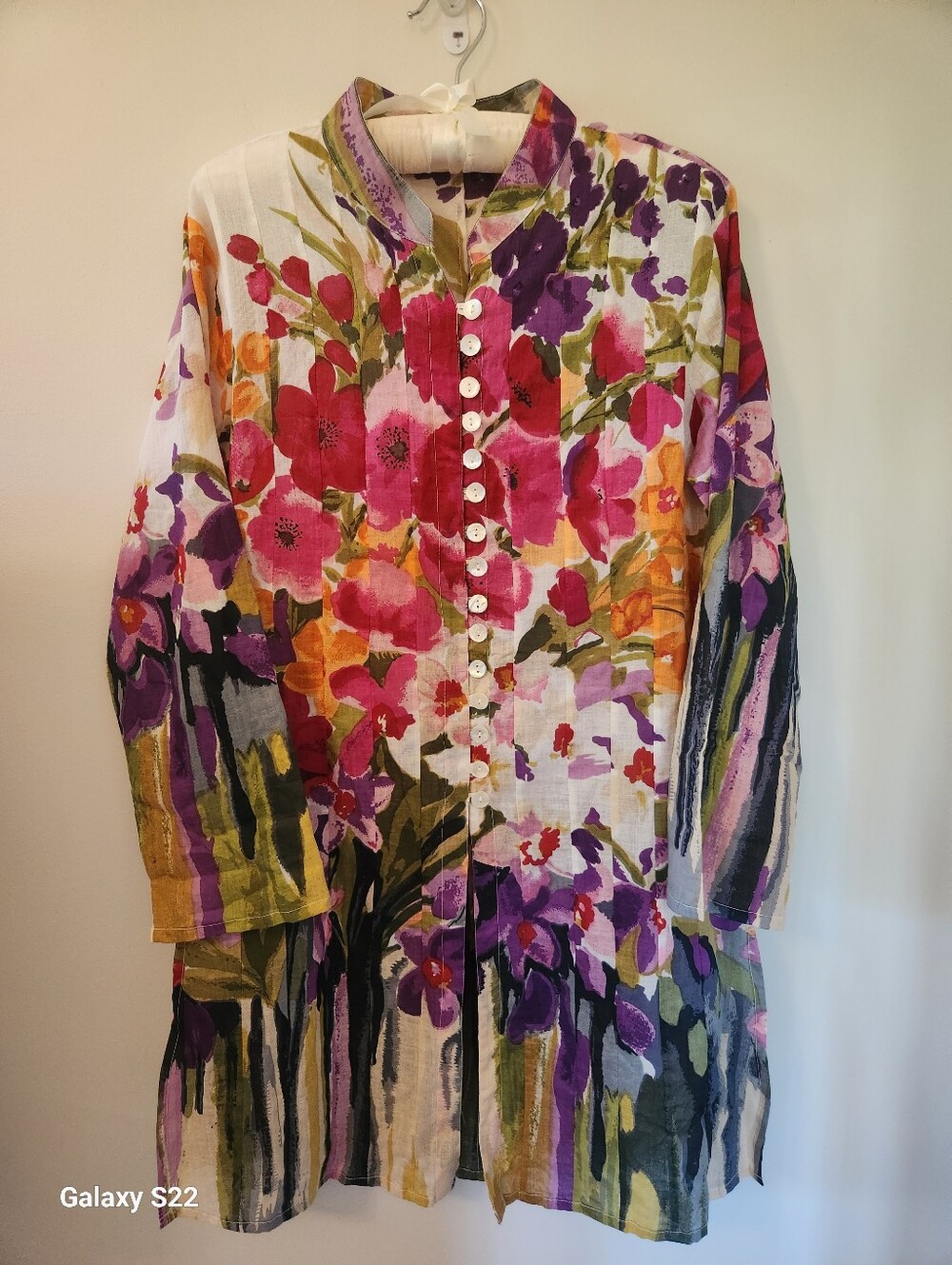 Floral Button-Front 100% Cotton Tunic - Multicolor